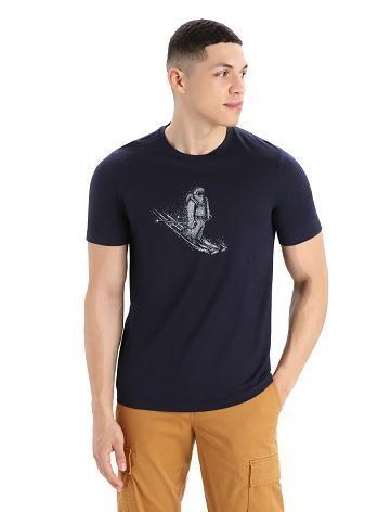 Pánské Tričko Icebreaker Merino Tech Lite II Krátké Sleeve Skiing Yeti Tmavě Blankyt | CZ 1738ZUTG